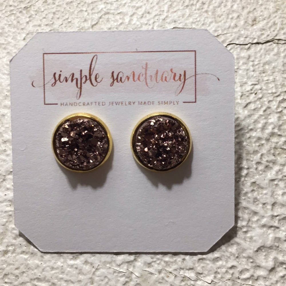 Dark rose gold stud earrings